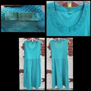 xl CUT LOOSE fit & flare midi dress pockets polka dot sleeveless linen cotton